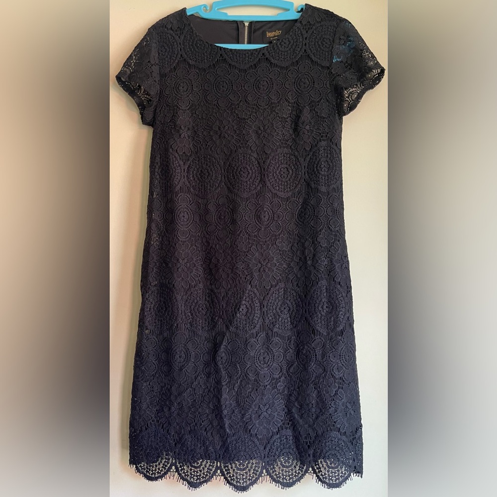 Laundry By Shelli Segal Lace Crochet Dress Size 4 Black Lined